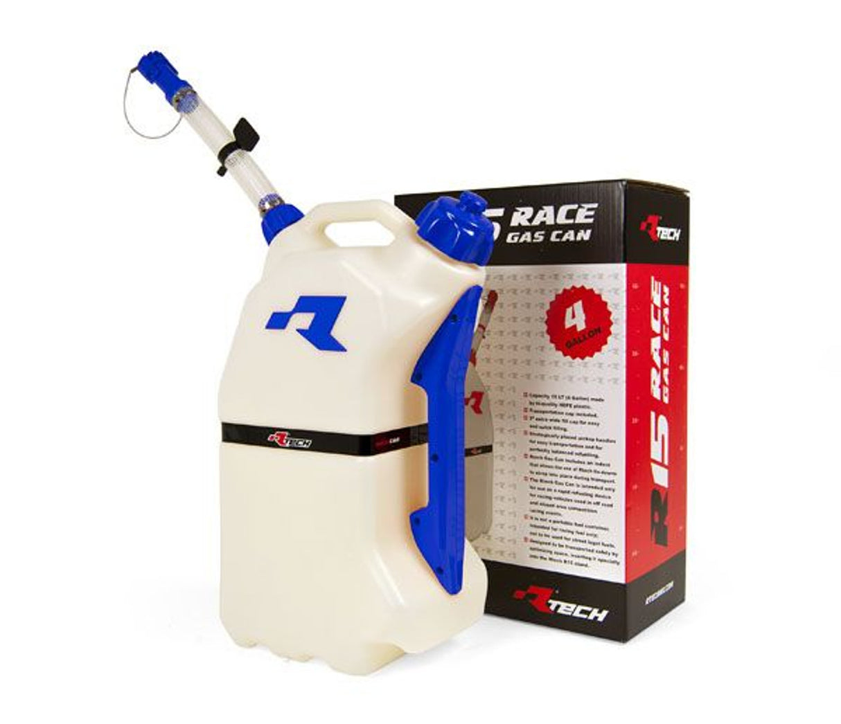 Rtech Fuel Can (15L) With Flexible Hose Spout (Clear/Blue)