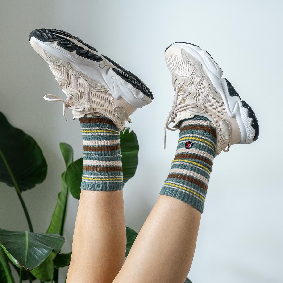 Green Stripe Crew Sock