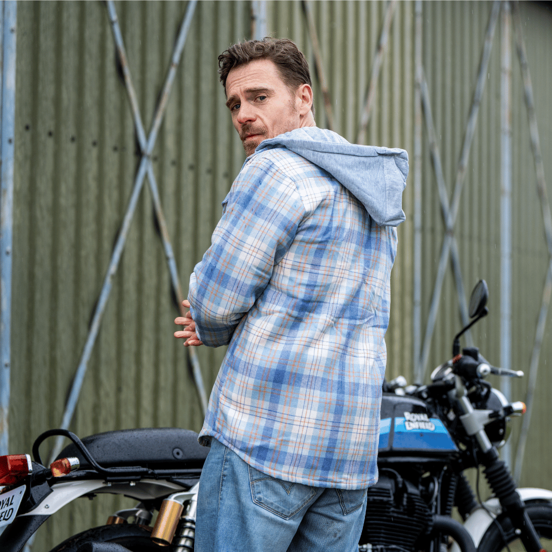 Hooded Blue & Beige Flannel Shirt