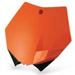 Acerbis front number plate in various colours for KTM SX125, SX250 (2007-2012), SX144 (2008), SXF250, SXF450 (2007-2012), SXF350 (2011-2012), and SXF505 (2007-2008) motocross bikes