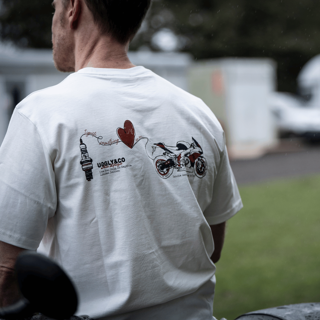 White Motorcycle Heart 'Love is Uggly' T-Shirt