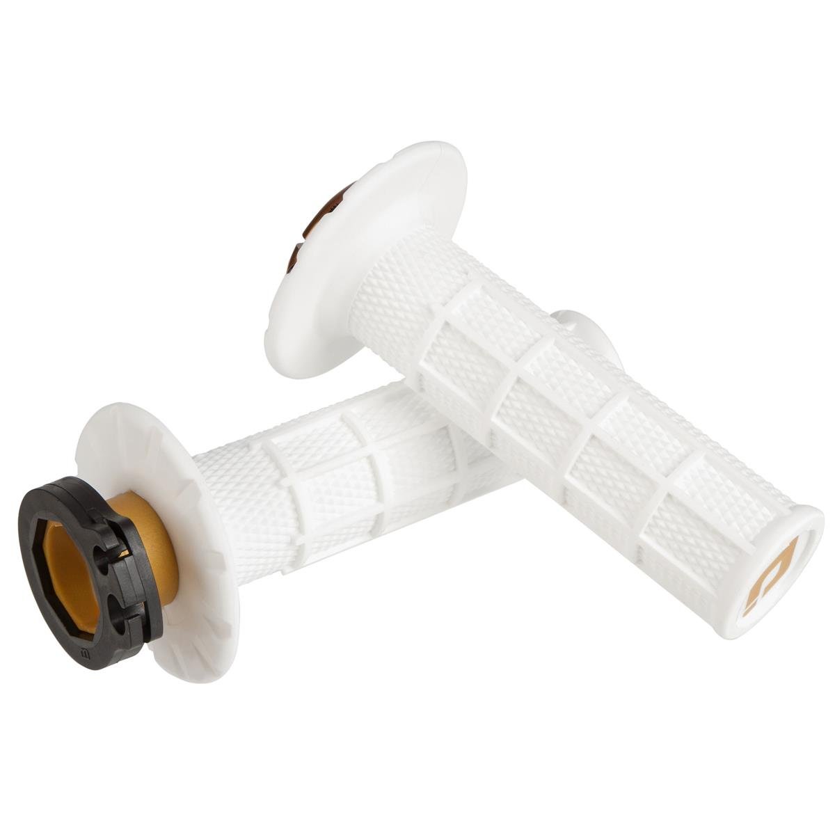 ODI Half Waffle MX Lock-On Grip Set PRO White
