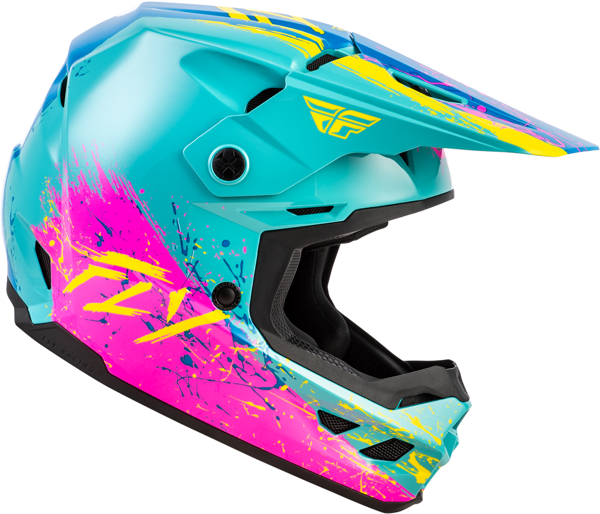 Kinetic Youth Drip Helmet - Turquoise/Pink/Yellow