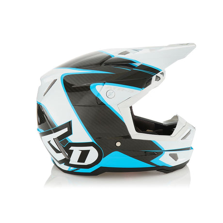 Glossy cyan and white ATR-3 Wave helmet with aerodynamic design and advanced safety features.