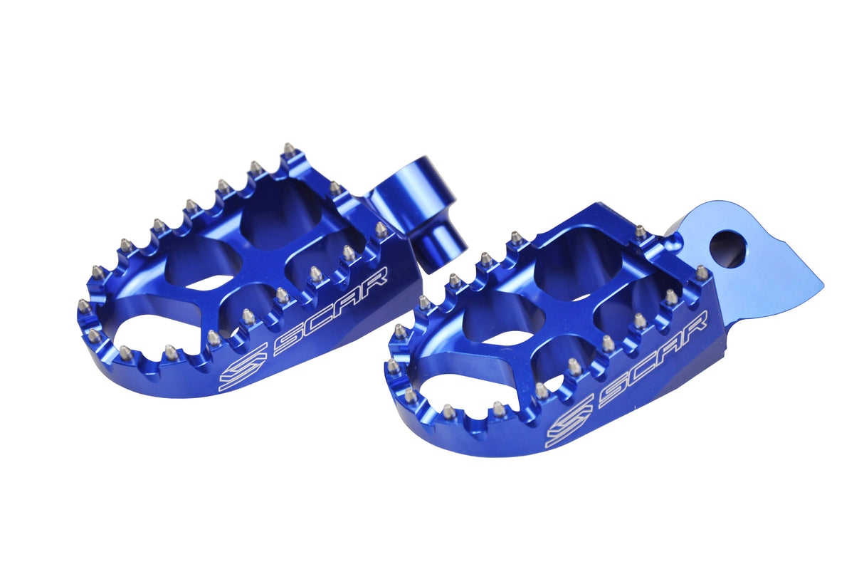 SCAR Racing Evo Footpegs Blue 1997-2026 Alta Redshift EX MX SM Fantic XE XX Yamaha YZ WR Tenere 57mm
