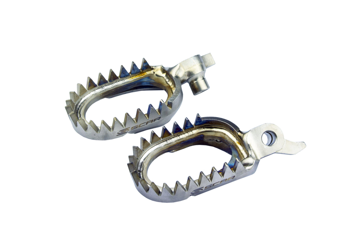 SCAR Racing Titanium Footpegs Anti-Mud 2023-2026 Fantic Yamaha XXF WR YZ F FX 250 450 60mm 18 Teeth