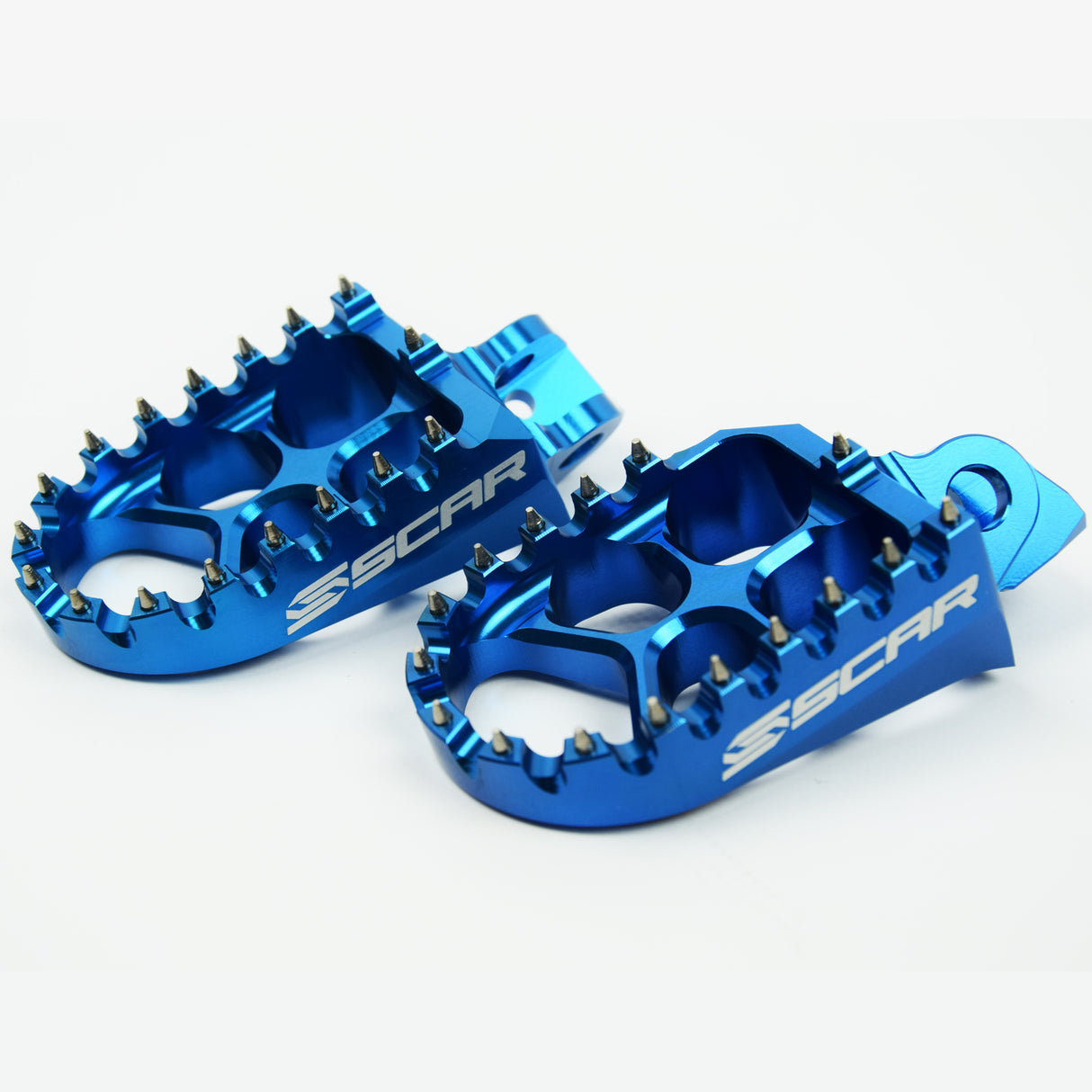 SCAR Racing Evo Footpegs Blue 1998-2026 Kawasaki KX 65 85 57mm Aluminium Billet