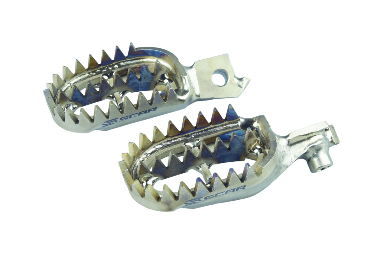 SCAR Racing Titanium Footpegs Gripper 2008-2026 Suzuki RM-Z RMX-Z 250 450 60mm Wide