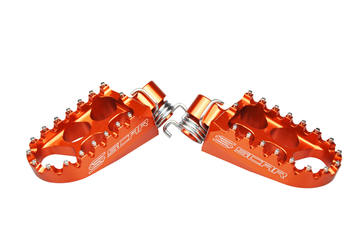 SCAR Racing Standard Footpegs Orange 1998-2023 KTM SX-E SX EXC 5 50 65 125 150 250 300 350 450 500 48mm