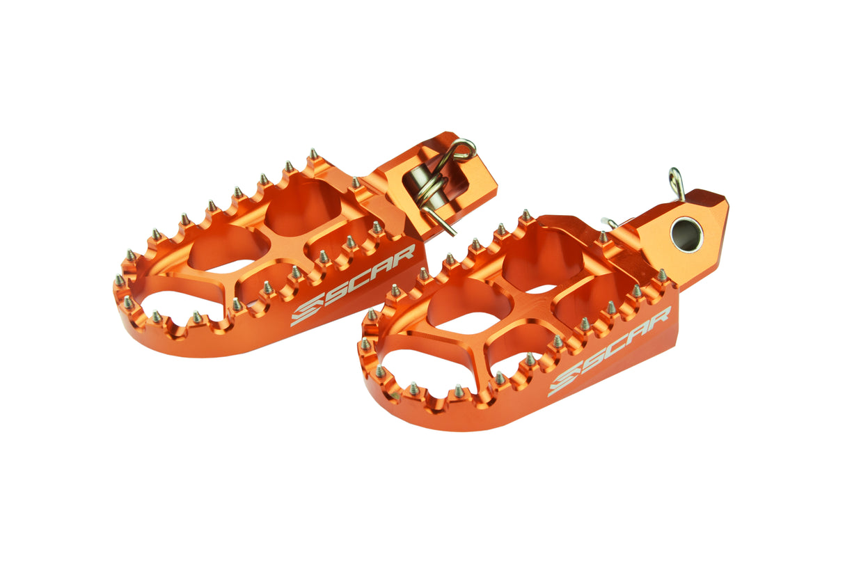 SCAR Racing Evo Footpegs Orange 2023-2026 GasGas Husqvarna KTM EC EX MC TC TE FC FE TX FX FS SX XC EXC