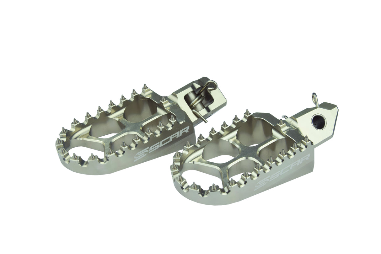 SCAR Racing Footpegs Titanium Color 2023-2026 GasGas Husqvarna KTM MC EC EX TC TE FC FE FS FX TX SX XC EXC XW