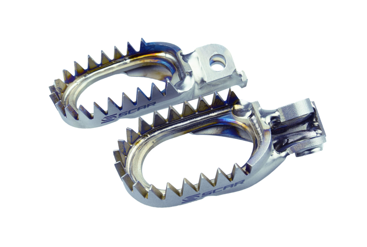 SCAR Racing Titanium Footpegs Anti-Mud 1998-2026 Beta GasGas Husaberg Husqvarna KTM Sherco 60mm