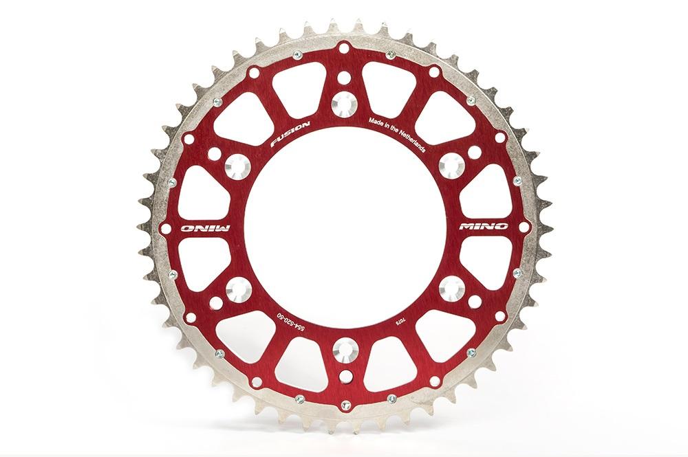 MINO REAR SPROCKET FUSION 2-RING, 23-554-48 RED STEEL/ALLOY