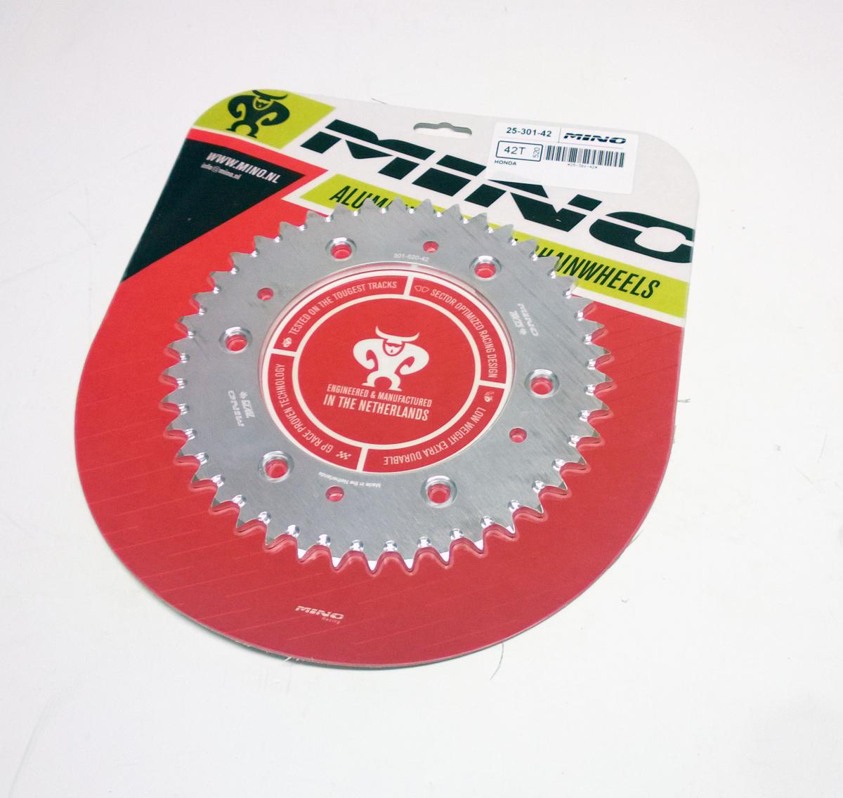 MINO REAR SPROCKET ALLOY 301/210, 25-301.520.42 silver DOUBLE DRILLED JTR301, JTR210
