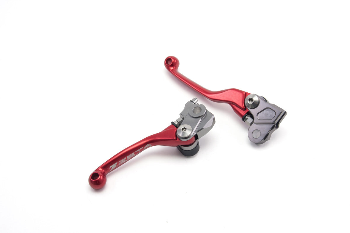 Pivot brake/clutch lever set RMZ250/450 07-22, KX65 / 85 01-22 red