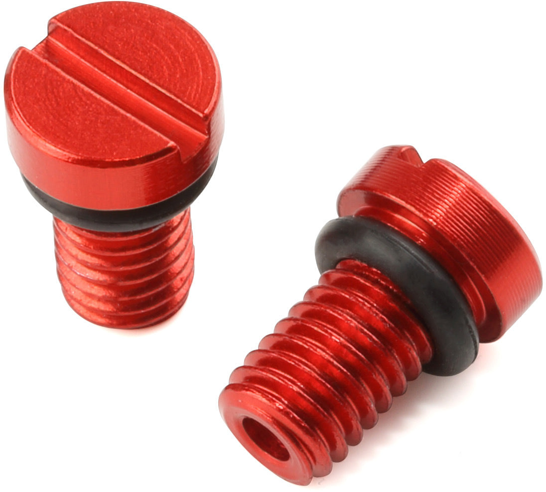 Fork Air Valve Cap Screw KYB/SHOWA Red 2pcs