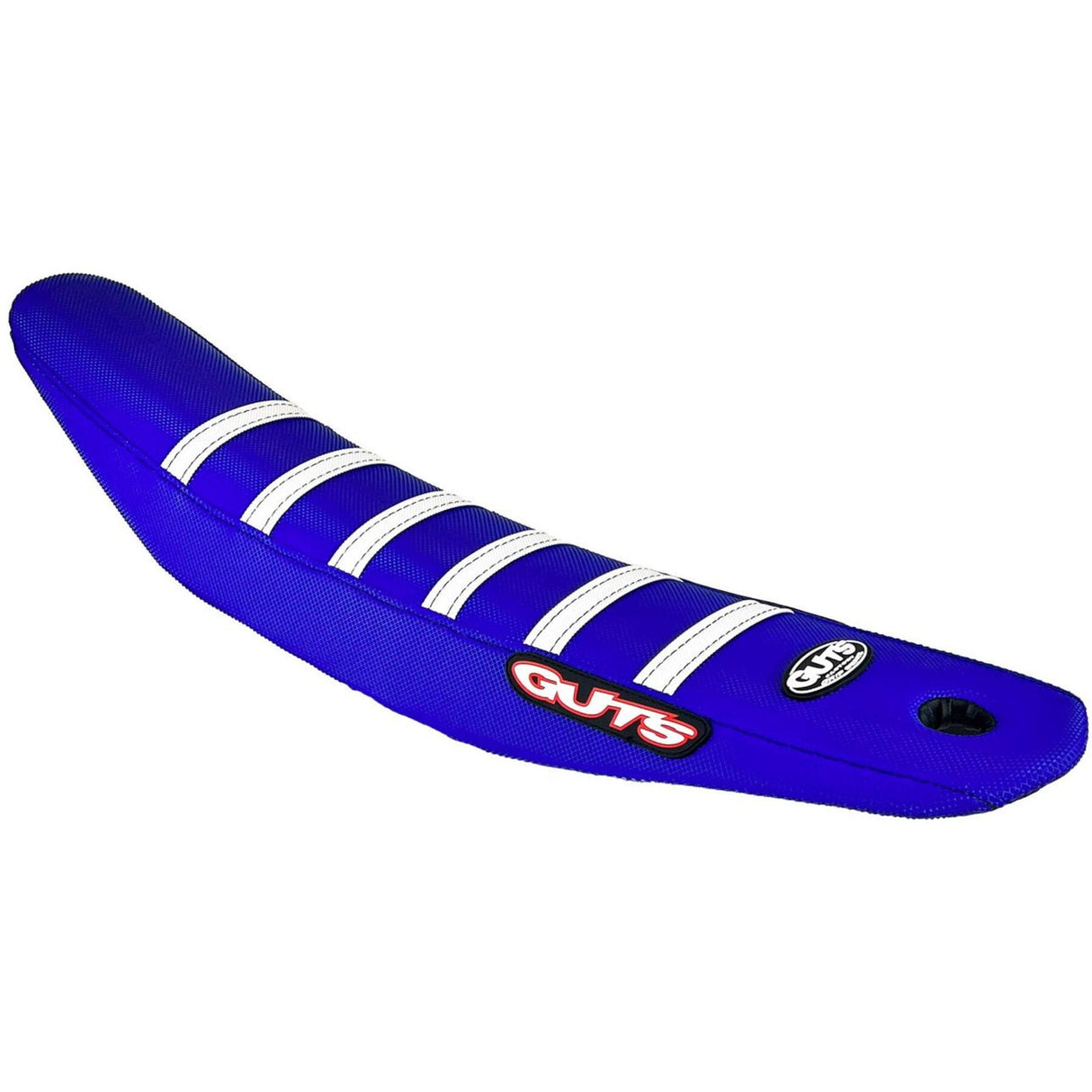 GUTS Racing Seat Cover White Ribbed Blue Top & Side YZ250F 24-26 450F 23-26