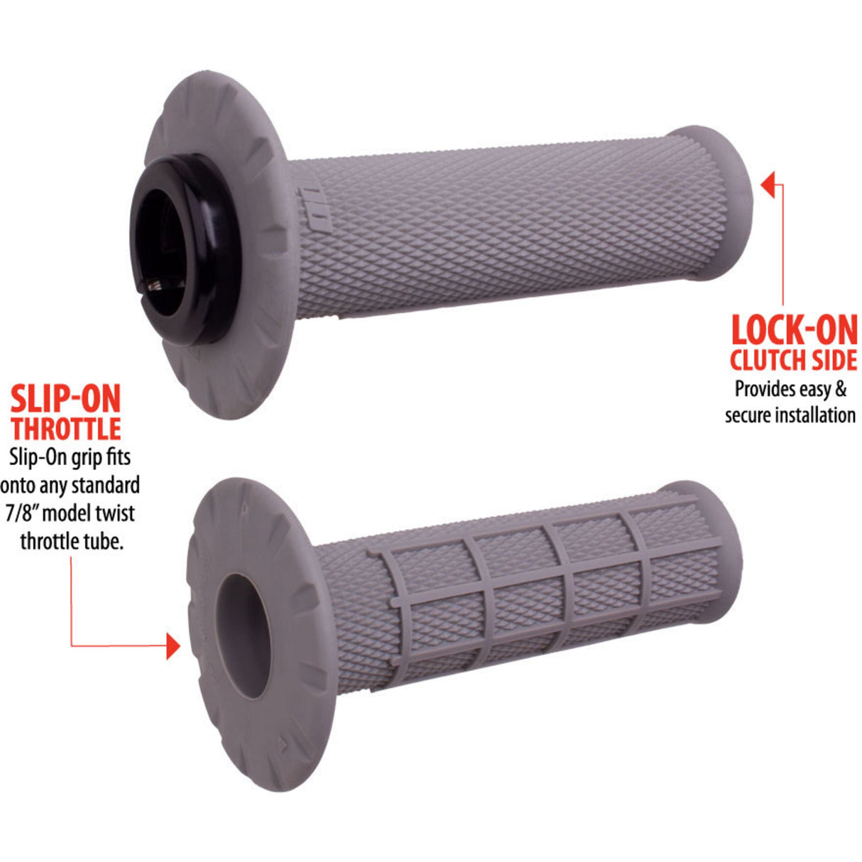 ODI Universal Lock-On Grip Set; Half-Waffle MX grey