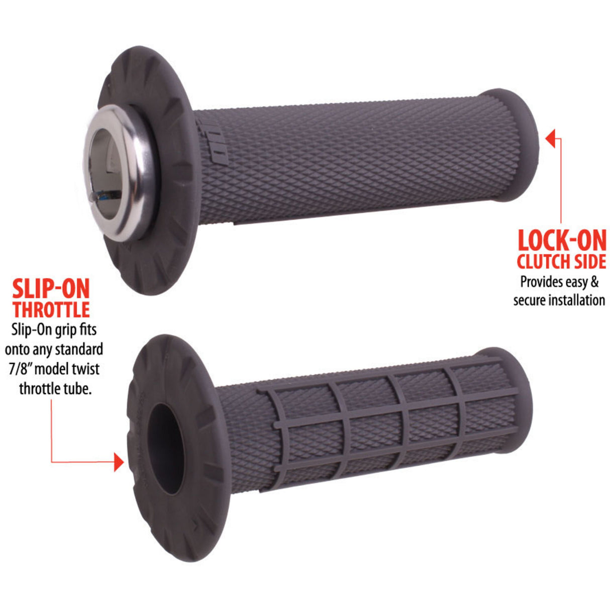 ODI Universal Lock-On Grip Set; Half-Waffle MX graphite