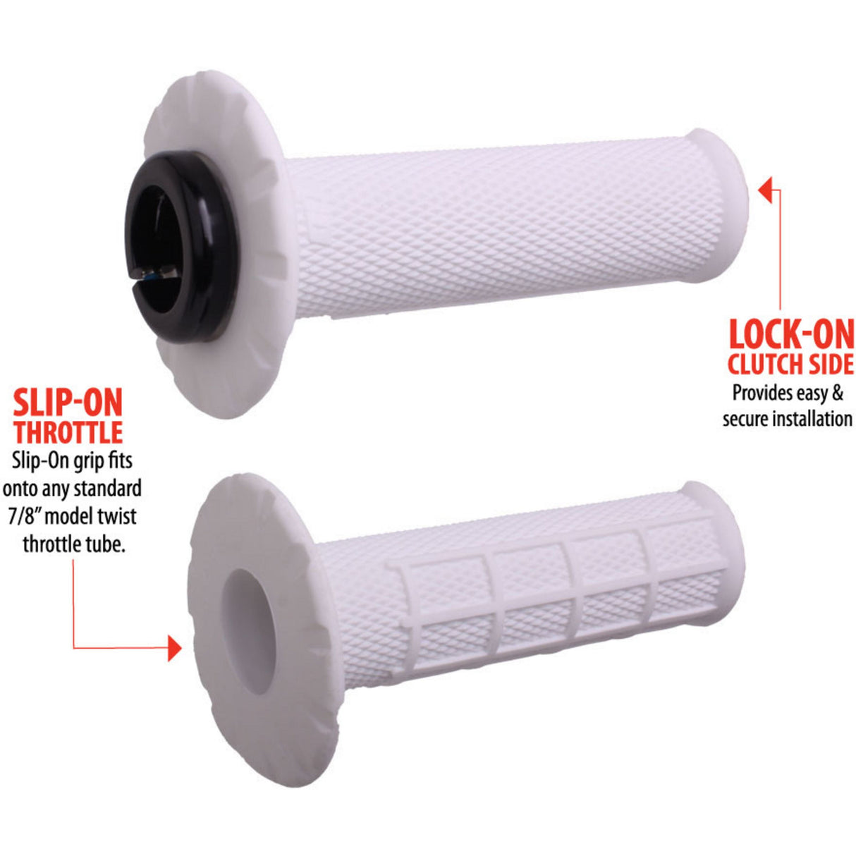 ODI Universal Lock-On Grip Set; Half-Waffle MX white