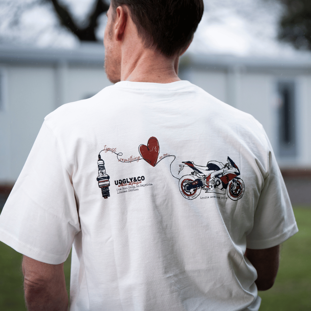White Motorcycle Heart 'Love is Uggly' T-Shirt