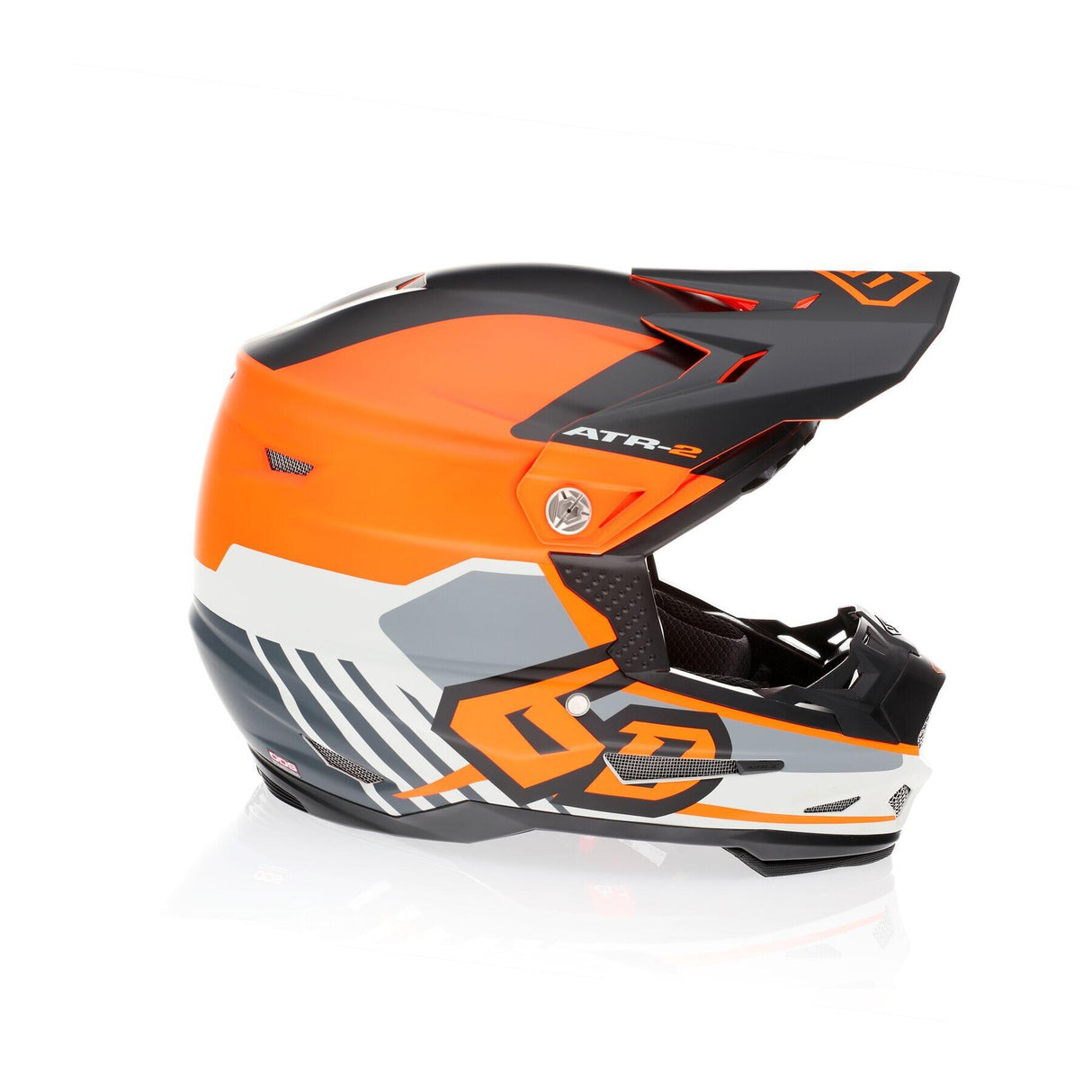 High-performance ATR-2 Target helmet in vibrant neon orange with advanced safety features.
