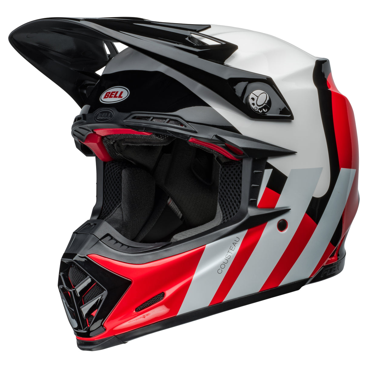BELL MX 2024 MOTO-9S FLEX ADULT HELLO COUSTEAU STRIPES WHITE RED HELMET