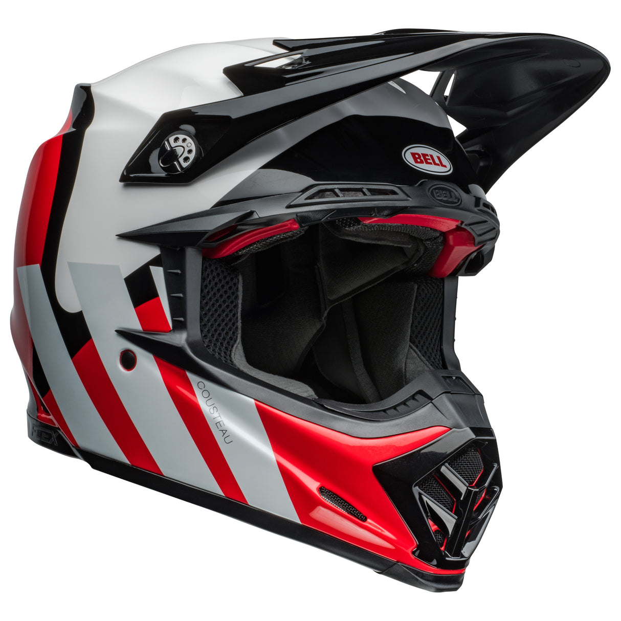 BELL MX 2024 MOTO-9S FLEX ADULT HELLO COUSTEAU STRIPES WHITE RED HELMET
