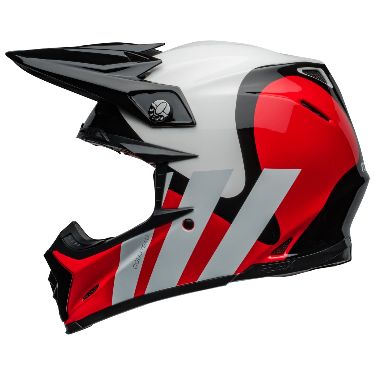 BELL MX 2024 MOTO-9S FLEX ADULT HELLO COUSTEAU STRIPES WHITE RED HELMET