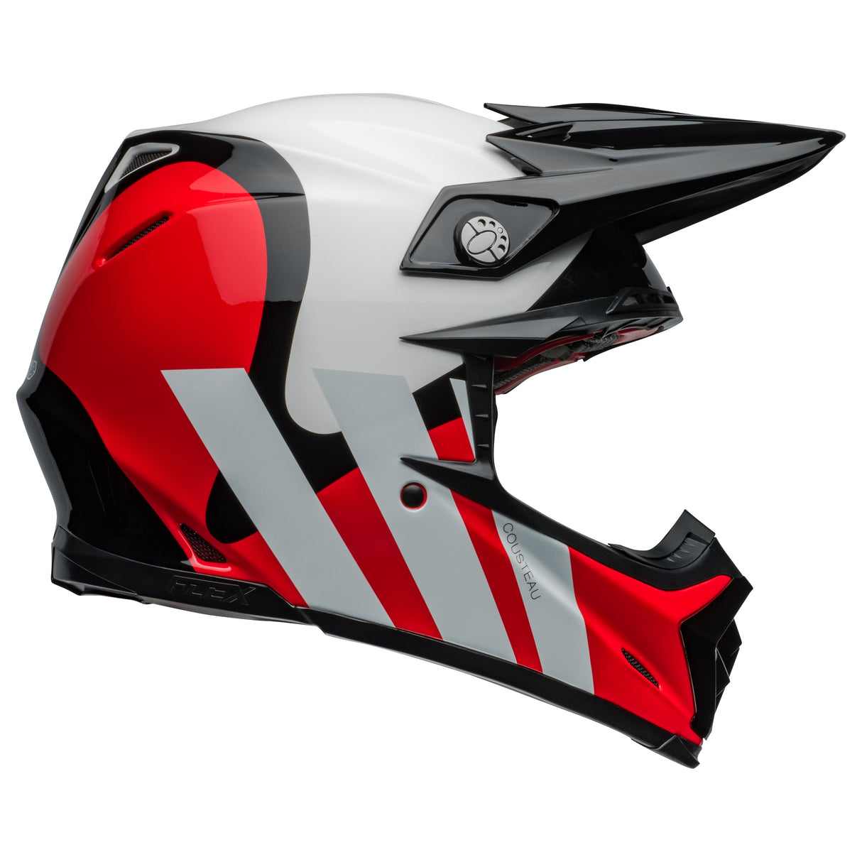 BELL MX 2024 MOTO-9S FLEX ADULT HELLO COUSTEAU STRIPES WHITE RED HELMET