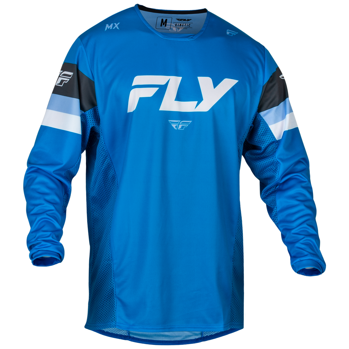 FLY RACING FLY 2024 YOUTH KINETIC PRIX BRIGHT BLUE CHARCOAL WHITE JERSEY