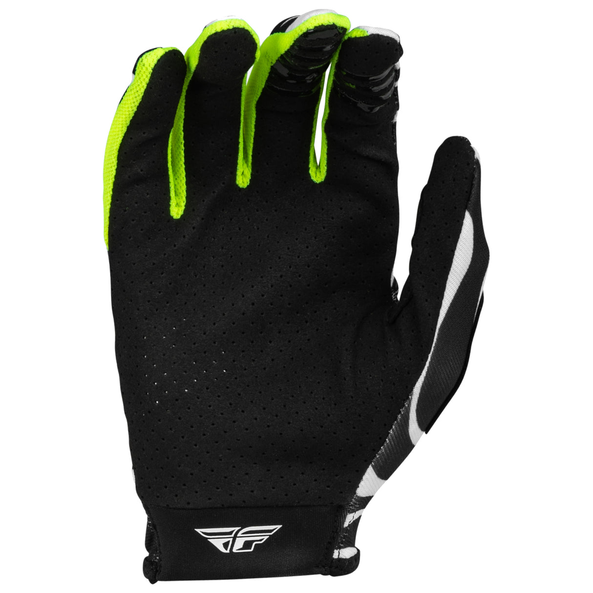 FLY RACING FLY 2024 LITE UNCAGED BLACK WHITE NEON GREEN GLOVES