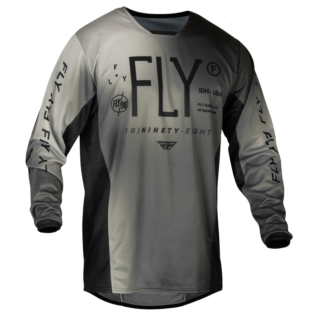 FLY RACING FLY 2024 YOUTH KINETIC PRODIGY BLACK LIGHT GREY JERSEY