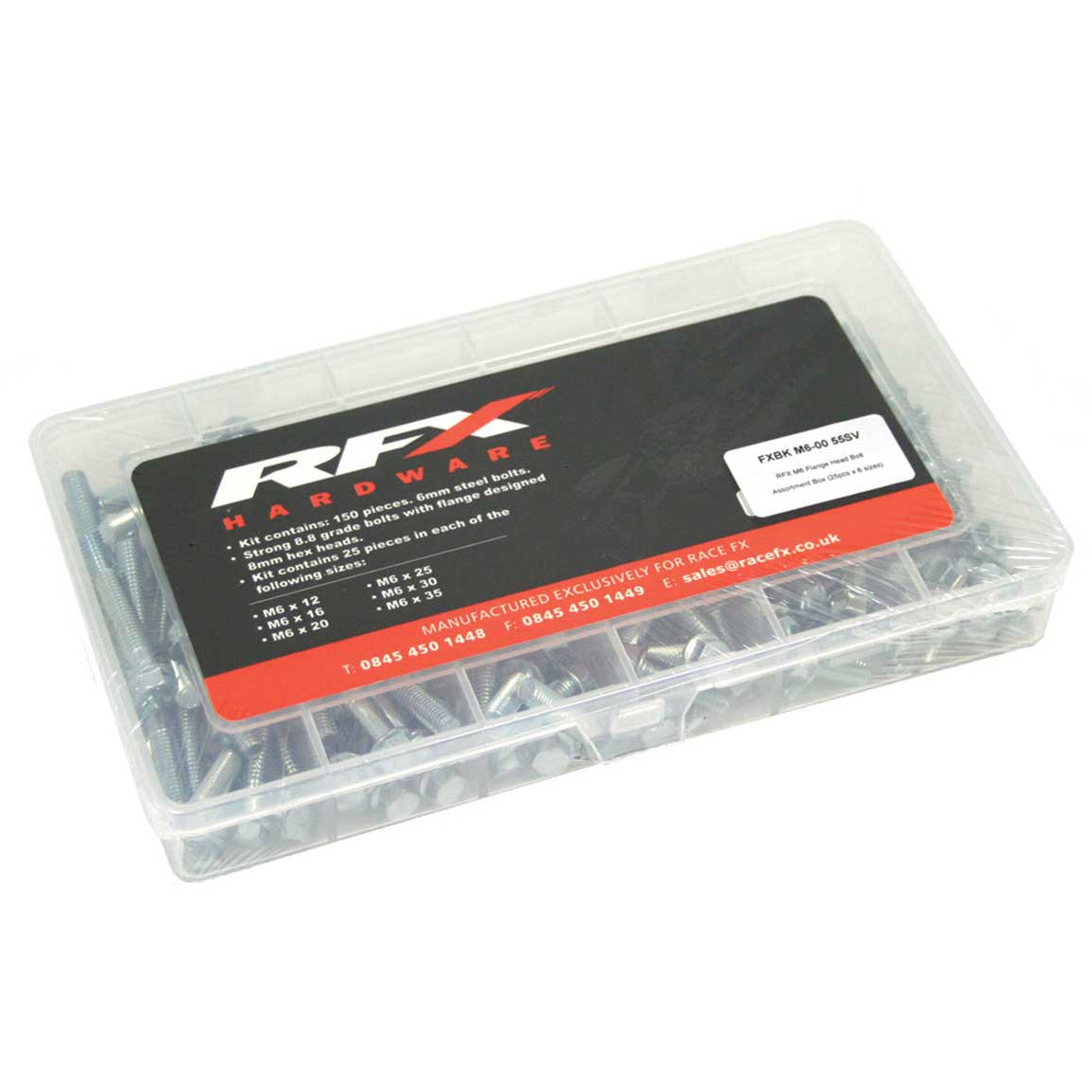 RFX M6 Flange Head Bolt Assortment Box (25pcs x 6 sizes) 12/16/20/25/30/35mm