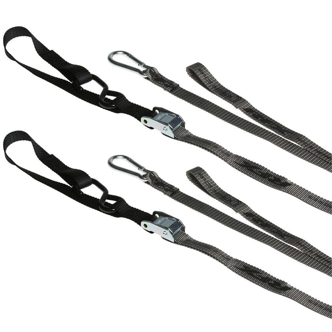 RFX Race Series 1.0 Tie Downs with extra loop and carabiner clip - Black
