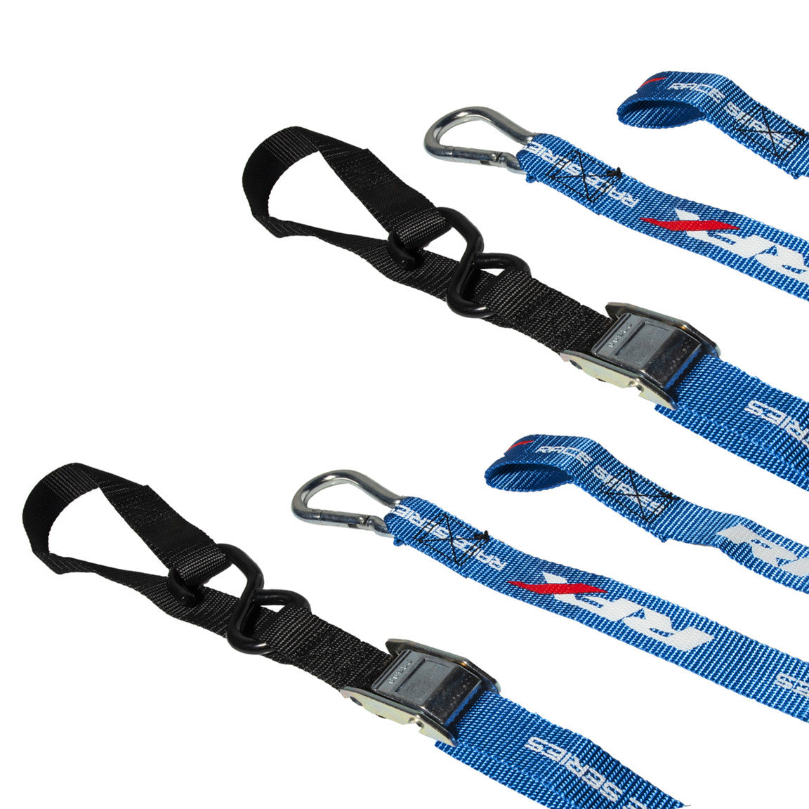RFX Race Series 1.0 Tie Downs with extra loop and carabiner clip - Blue White