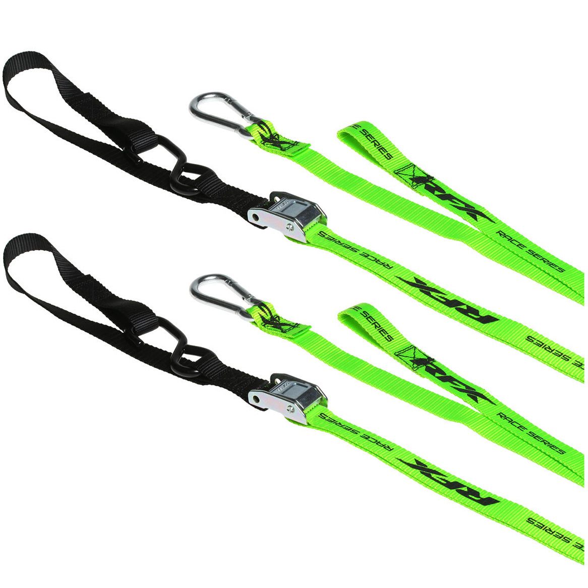 RFX Race Series 1.0 Tie Downs with extra loop and carabiner clip - Hi-Vis