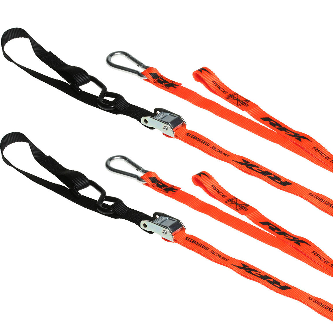 RFX Race Series 1.0 Tie Downs with extra loop and carabiner clip - Orange
