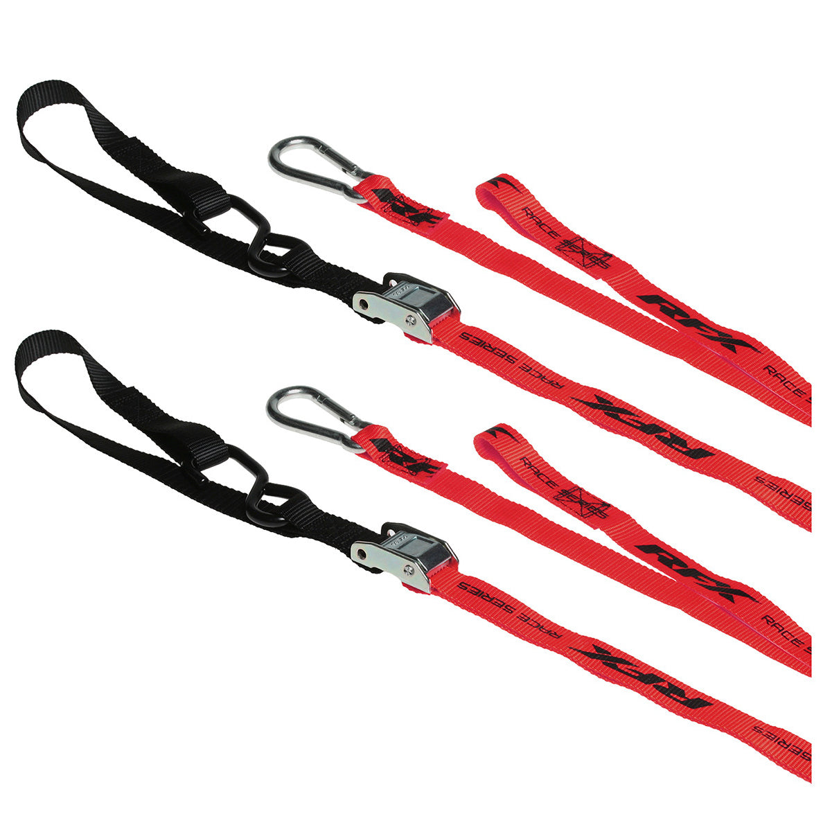 RFX Race Series 1.0 Tie Downs with extra loop and carabiner clip - Red