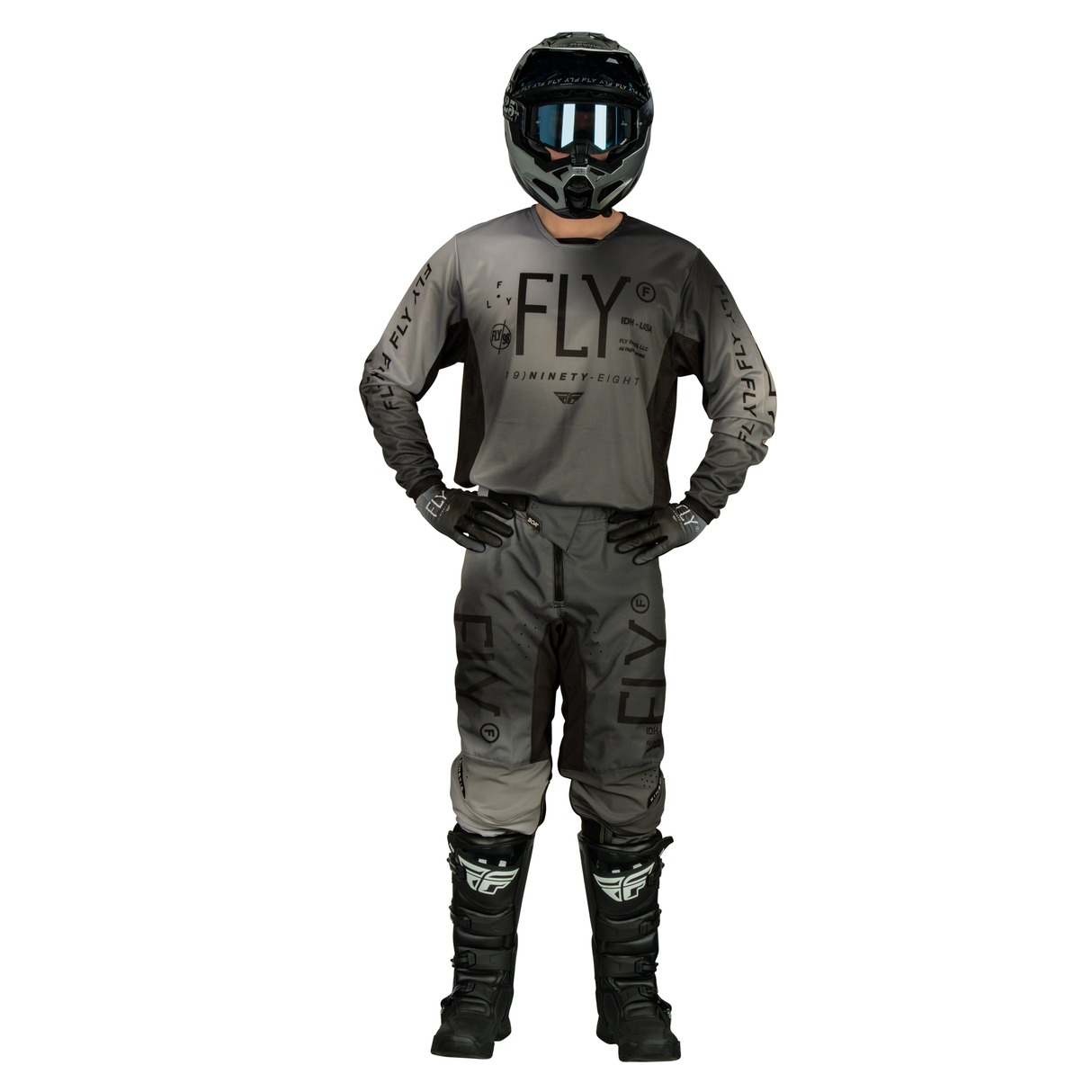 FLY RACING FLY 2024 YOUTH KINETIC PRODIGY BLACK LIGHT GREY PANTS