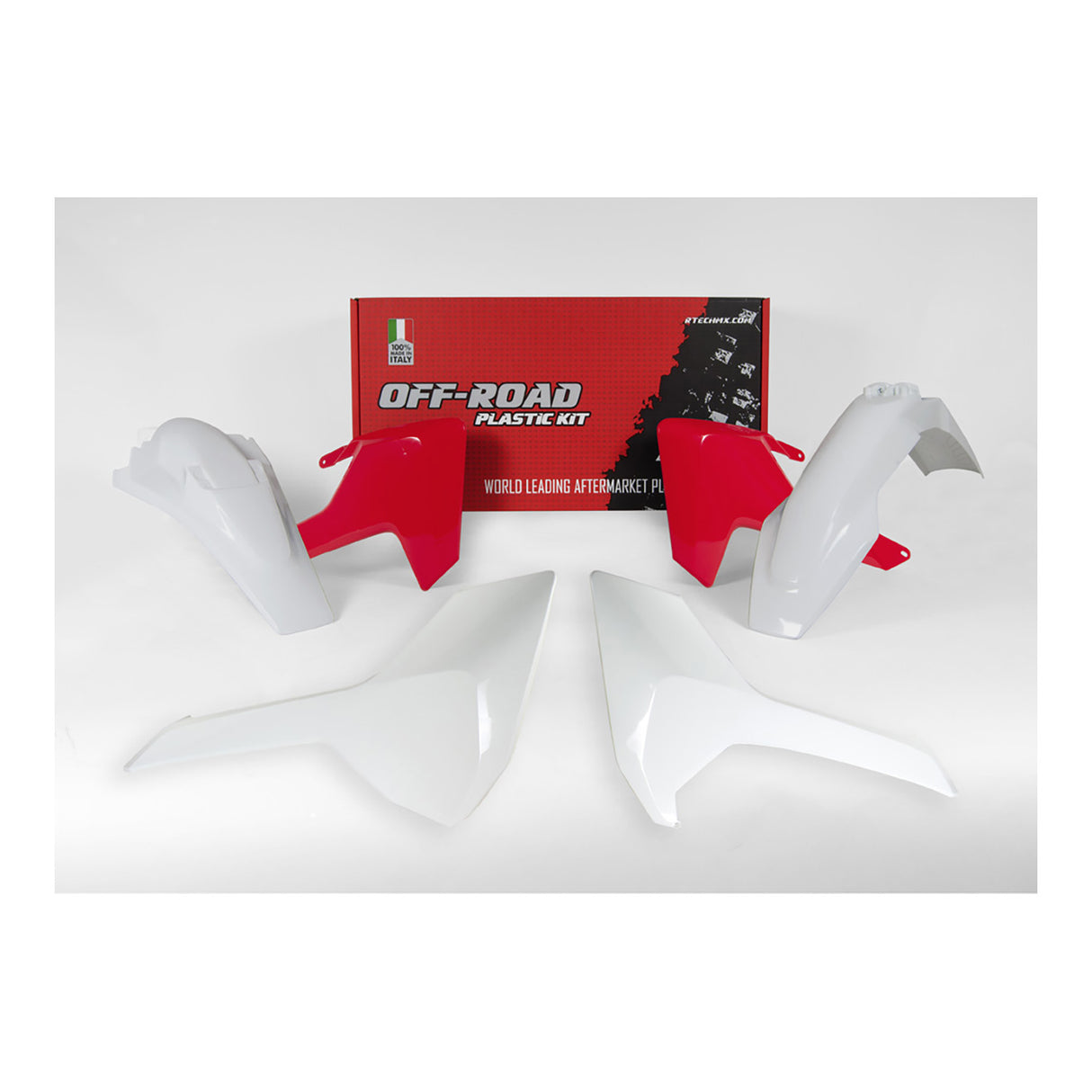 Rtech Plastic Kit (4pc) (Husqvarna Red-White) Husqvarna TE-FE150-250-300-350-450-501 17-19