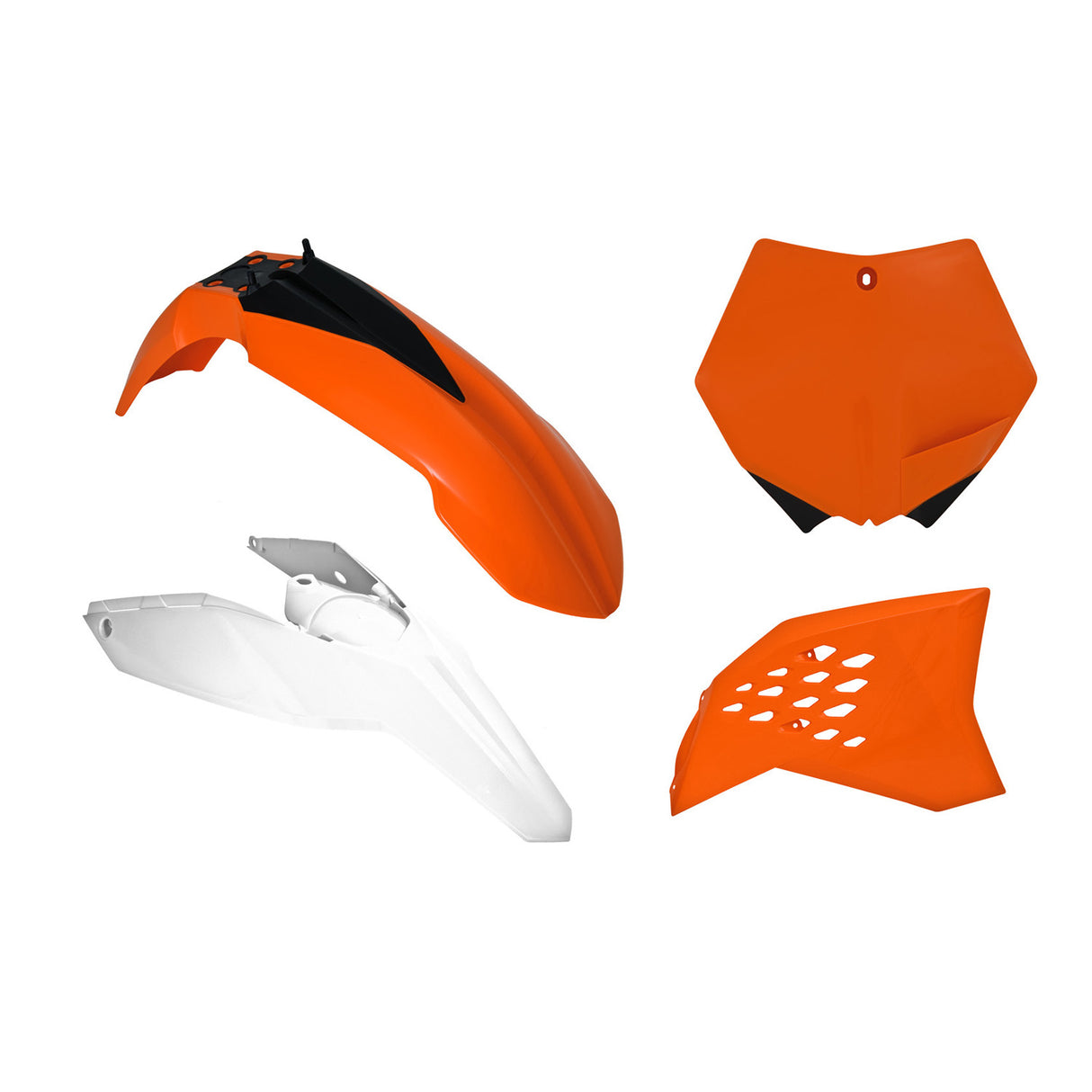 Rtech Plastic Kit (4pc) (K Orange-White/OEM EXC 11) KTM SX-SXF125/250-450-505 07-10 EXC/F 08-11