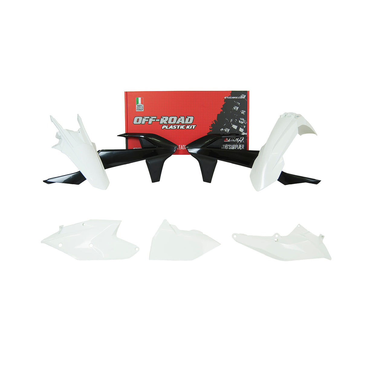 Rtech Plastic Kit (5pc) With Left Airbox Cover (White-Black/SD19) KTM EXC/EXCF/XC-W125-500 17-19