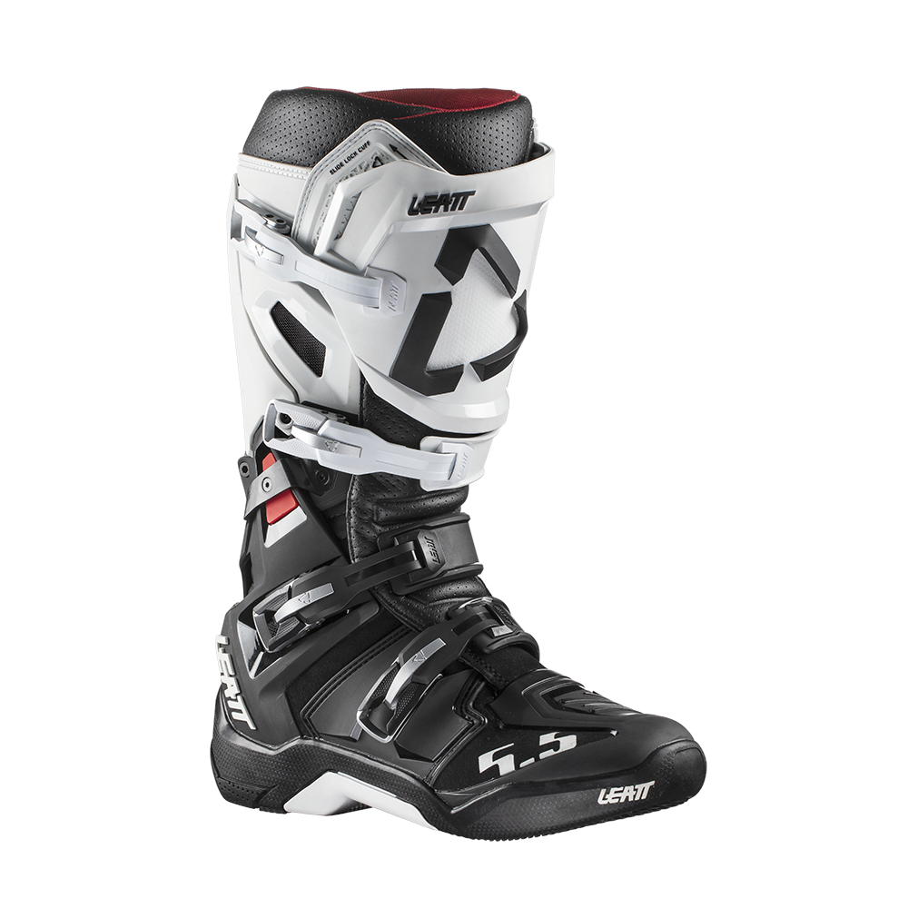 LEATT 5.5 FLEXLOCK WHITE BLACK BOOTS
