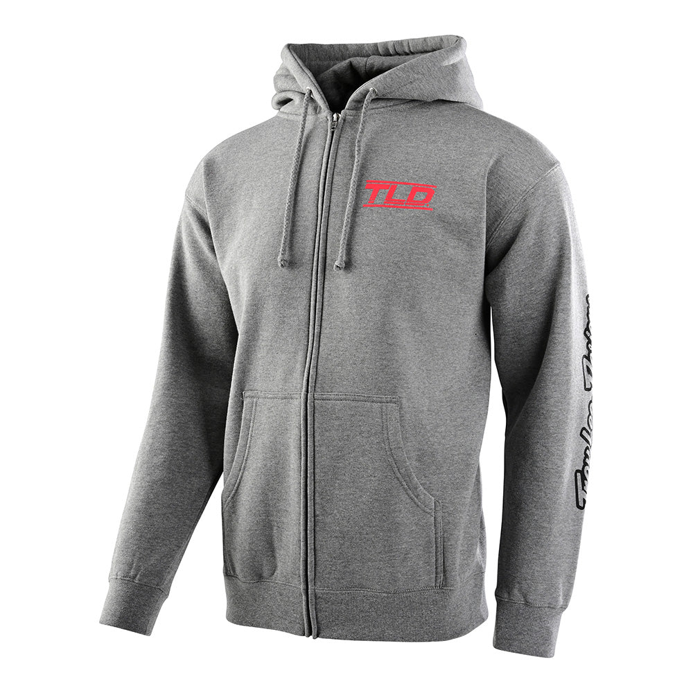 Troy Lee Designs Zip Up Hoodie Speed Logo Gunmetal Heather