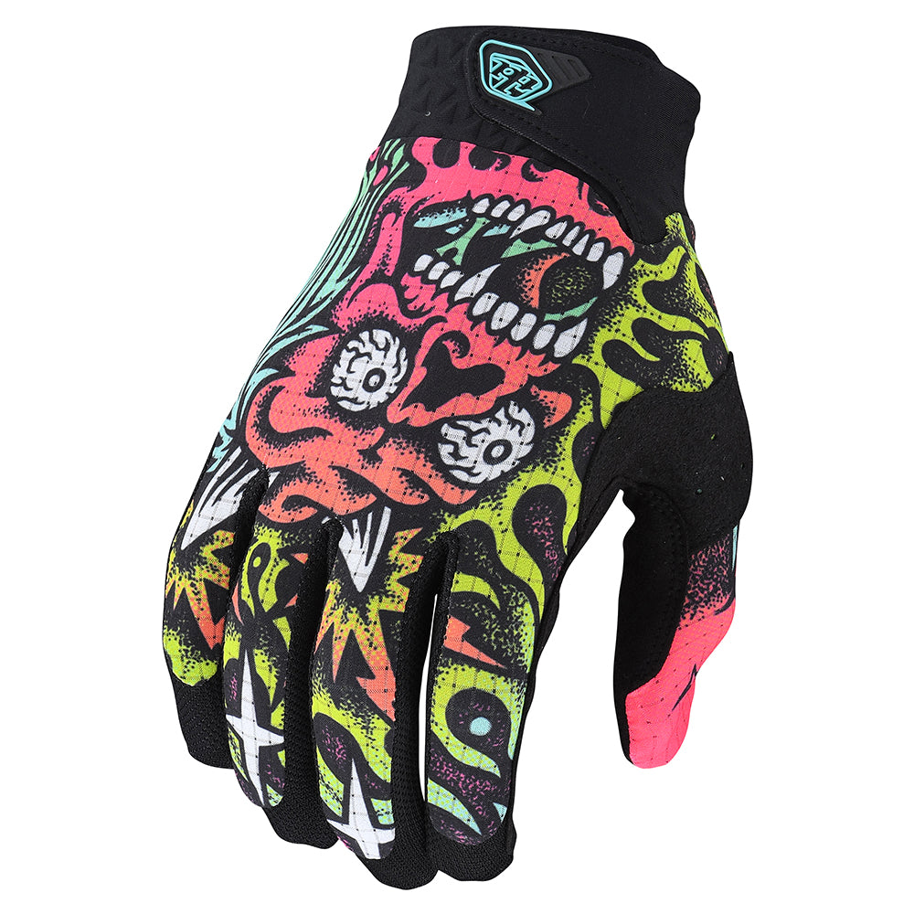 Troy Lee Designs Youth Air Glove Skull Demon Orange / Green