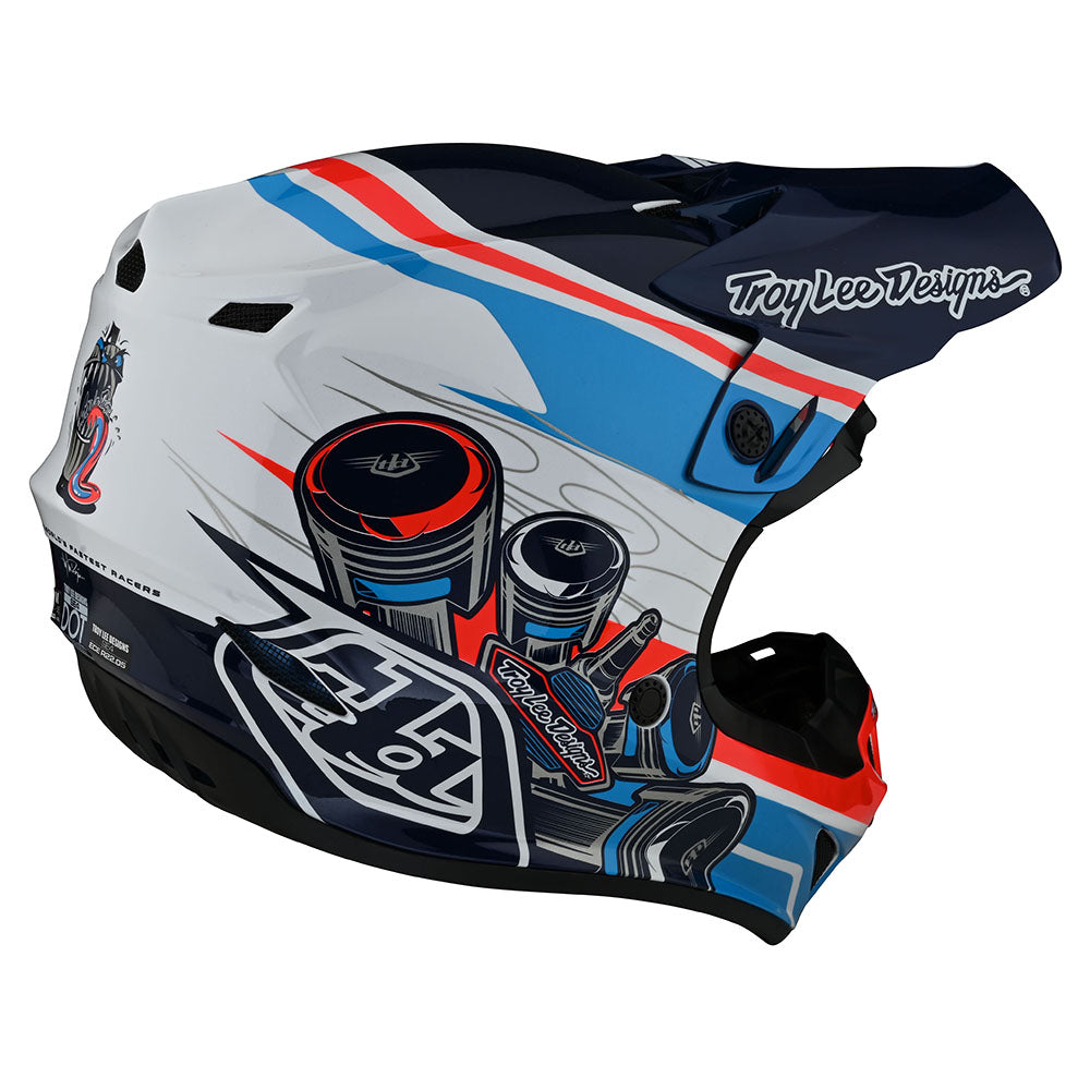 Troy Lee Designs Youth SE4 Polyacrylite Helmet W/MIPS Skooly Blue / Orange