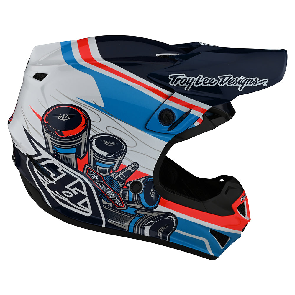 Troy Lee Designs Youth SE4 Polyacrylite Helmet W/MIPS Skooly Blue / Orange