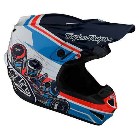 Troy Lee Designs Youth SE4 Polyacrylite Helmet W/MIPS Skooly Blue / Orange