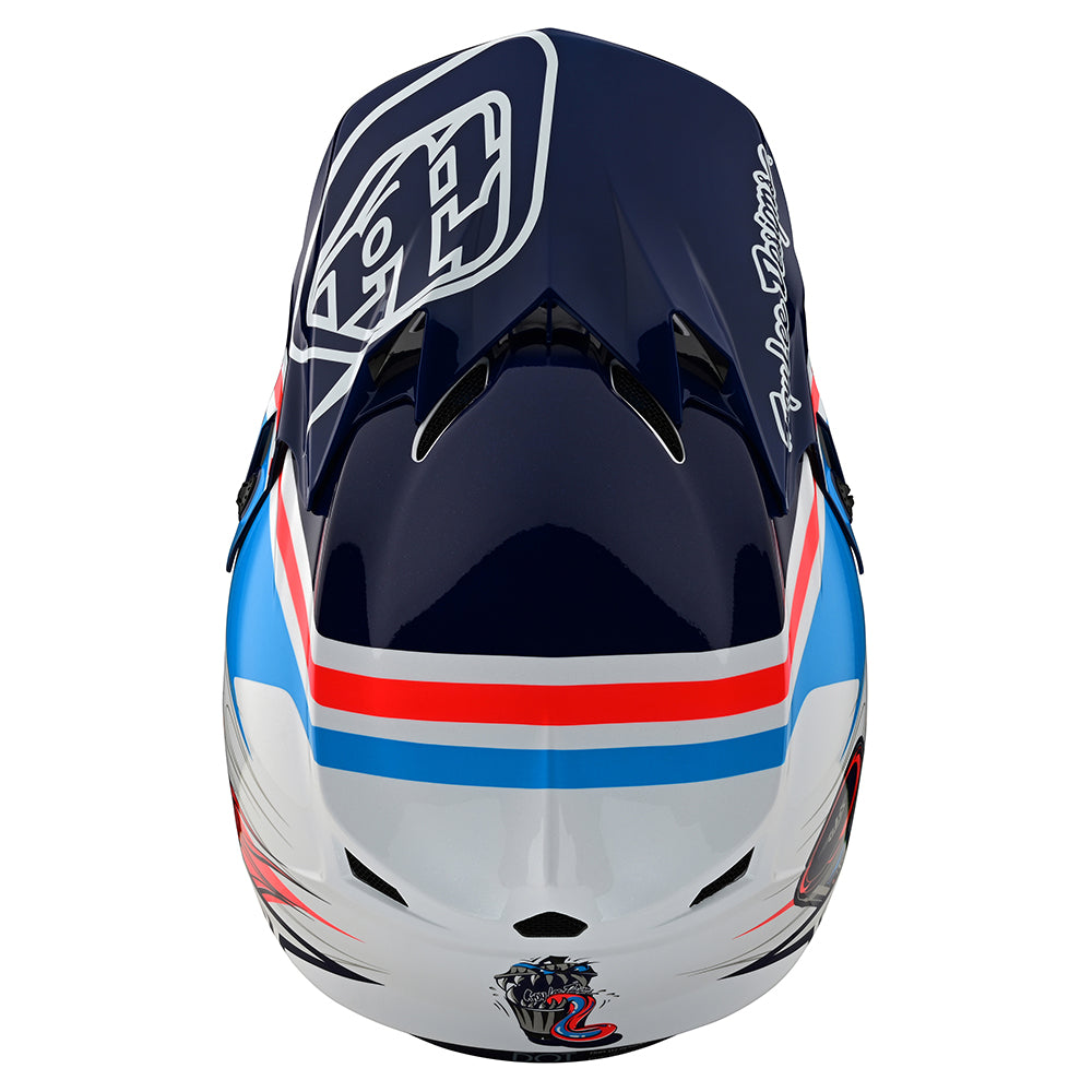 Troy Lee Designs Youth SE4 Polyacrylite Helmet W/MIPS Skooly Blue / Orange